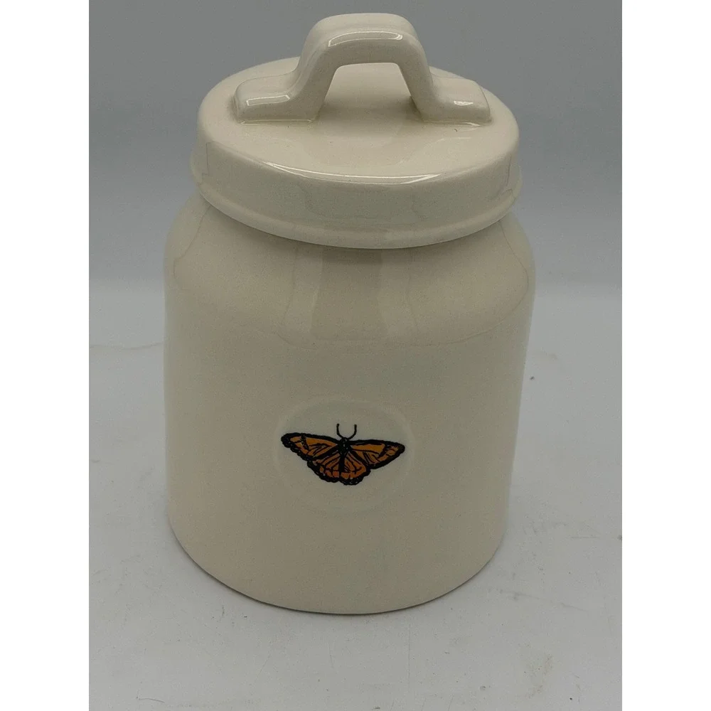 Rae Dunn Magenta Monarch Butterfly Canister Medium 7
